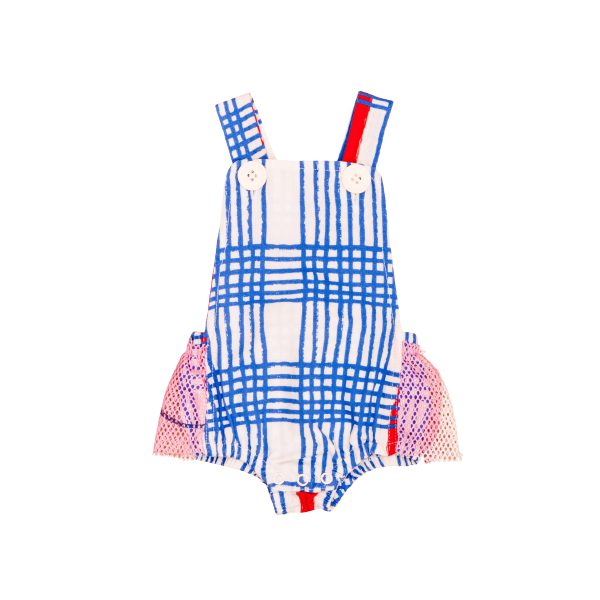 Girls Romper    blue gingham    0-3m    SAMPLE Schn?ppchen