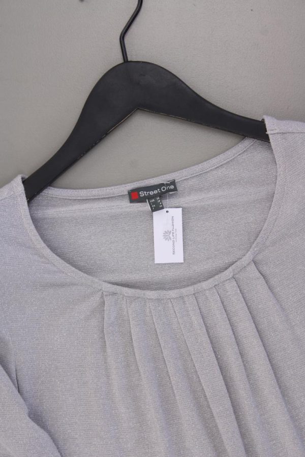 Street One T-Shirt Gr. 34 Kurzarm mit Glitzer silber aus Viskose Im Angebot – Bild 2
