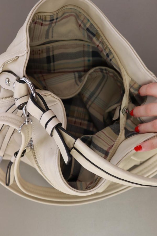 Henkeltasche creme aus Kunstleder Jetzt online – Bild 3