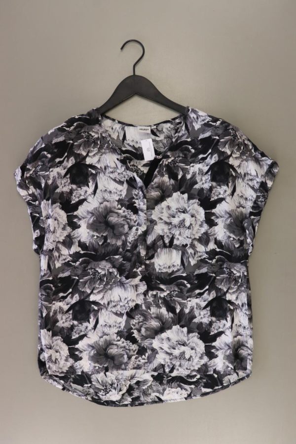 Object Kurzarmbluse Gr. L mit Blumenmuster grau aus Baumwolle Schn?ppchen