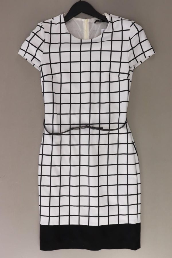 BOSS by Hugo Boss Bleistiftkleid Gr. 34 kariert mit Gürtel Kurzarm weiß Zu verkaufen