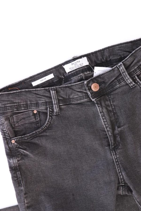 Bershka Skinny Jeans Gr. 38 grau aus Baumwolle Verkauf – Bild 3