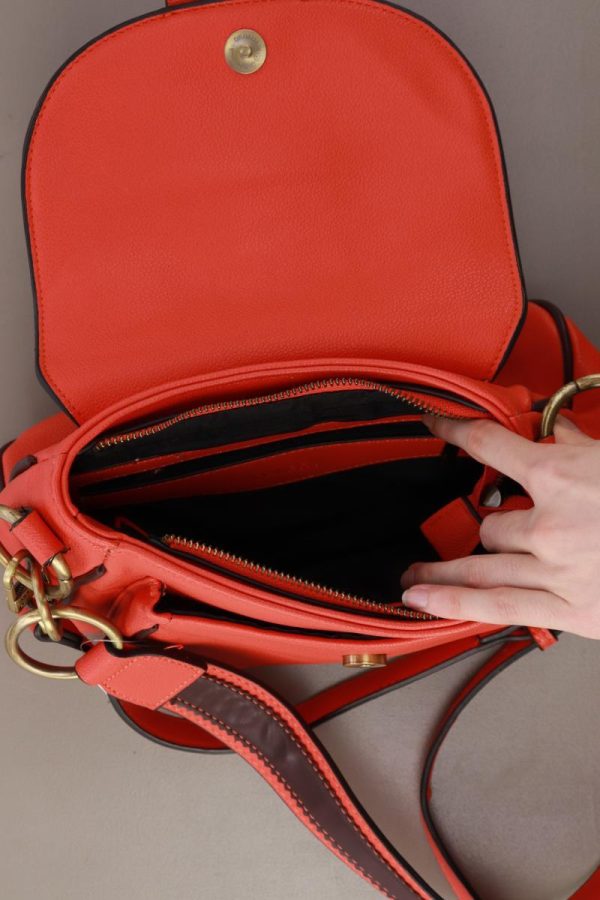 Dalery Schultertasche orange aus Leder Im Angebot – Bild 3