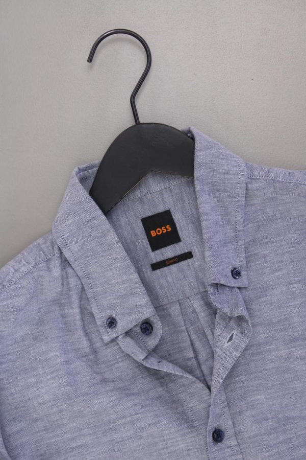 BOSS by Hugo Boss Langarmhemd für Herren Gr. L blau aus Baumwolle Schn?ppchen – Bild 2