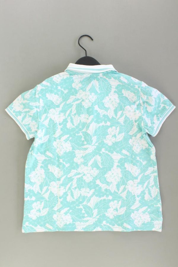Lands  End Poloshirt Gr. M mit Blumenmuster Kurzarm türkis aus Baumwolle Schn?ppchen – Bild 2