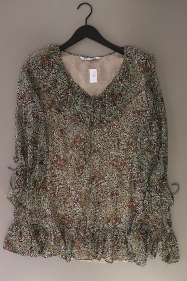 Zara Regular Tunika Gr. S mit Blumenmuster olivgrün aus Polyester Jetzt online
