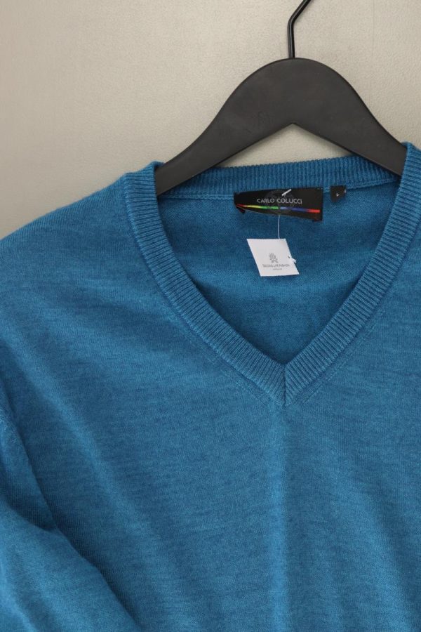Carlo Colucci Wollpullover für Herren Gr. L türkis Online-Verkauf – Bild 2