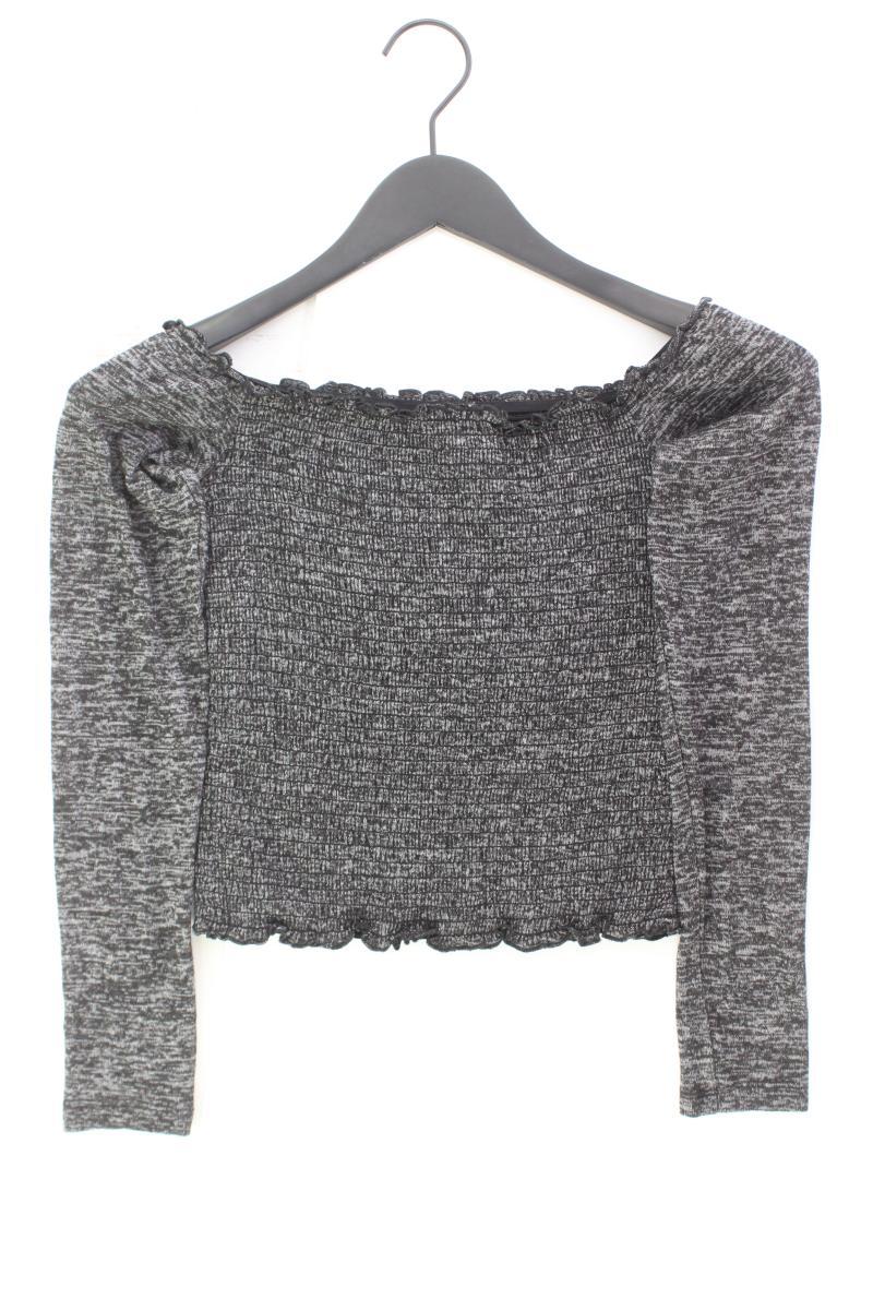 Hollister Cropped Shirt Gr. 34 36 Langarm mit Carmen-Ausschnitt grau aus Viskose Schn?ppchen