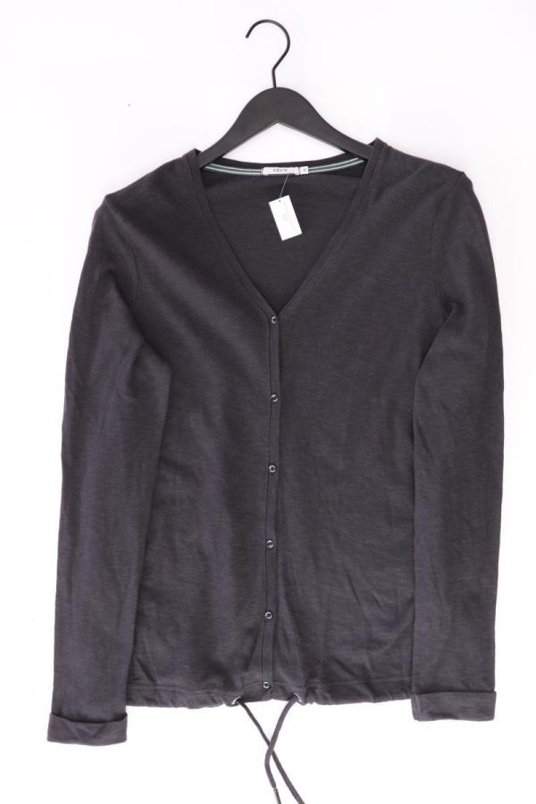 Cecil Strickjacke Gr. M Langarm grau aus Baumwolle Schn?ppchen