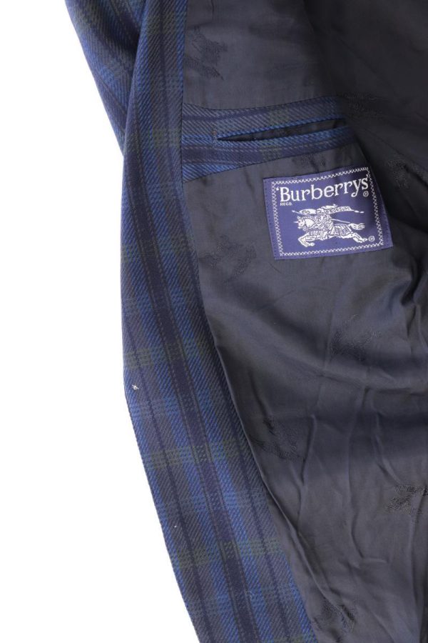 Burberry s Wollsakko für Herren Gr. 48 kariert Vintage blau aus Schurwolle Jetzt online – Bild 4