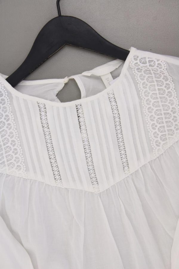 H&M Langarmbluse Gr. 36 weiß aus Viskose Mode – Bild 2