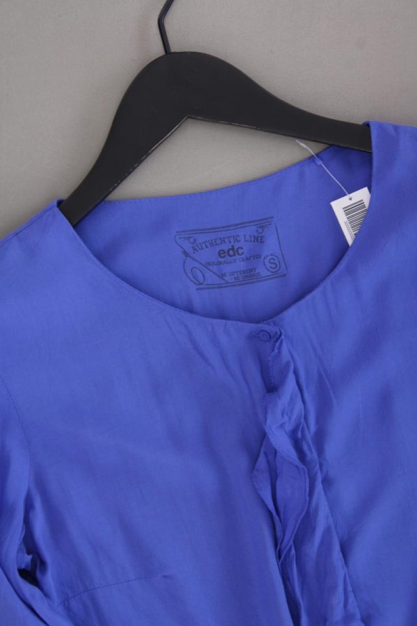 edc by Esprit Rüschenbluse Gr. S Langarm blau aus Viskose Verkauf – Bild 2