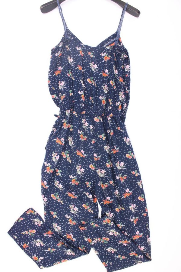DESIRES Langer Jumpsuit Gr. S mit Blumenmuster blau aus Viskose Verkauf – Bild 3
