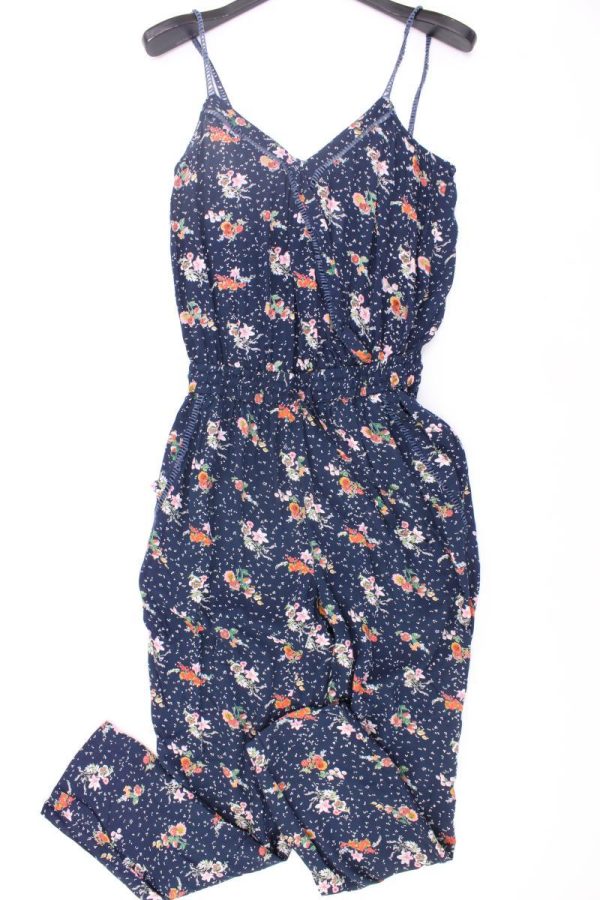 DESIRES Langer Jumpsuit Gr. S mit Blumenmuster blau aus Viskose Verkauf