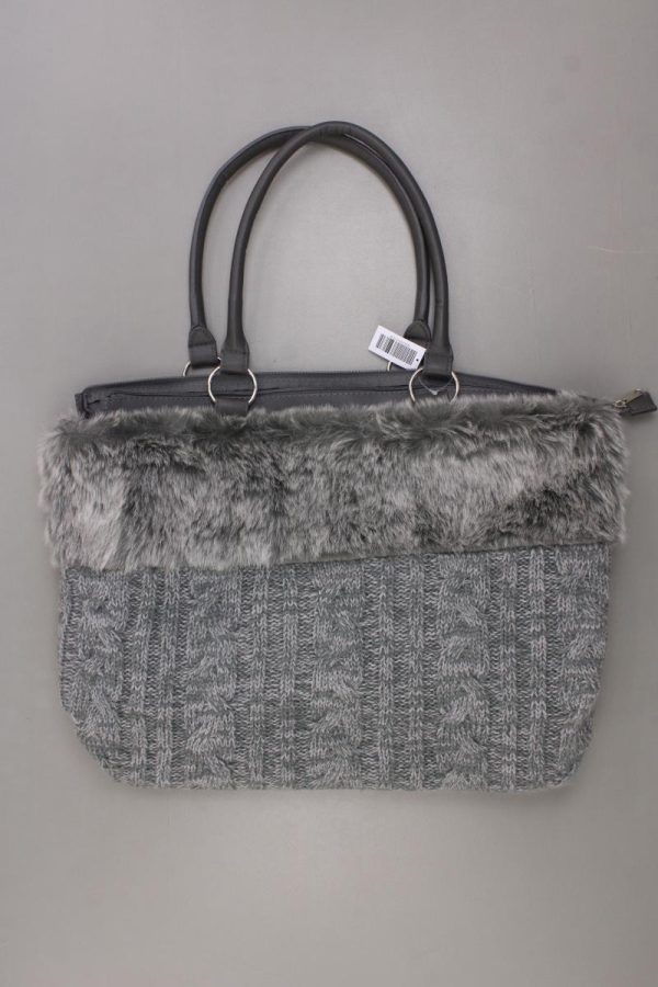 Tasche in Strickoptik und mit Kunstfell neuwertig grau Jetzt online