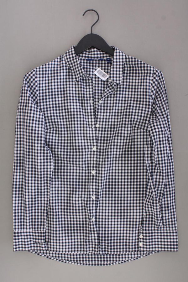 Tom Tailor Karobluse Gr. 38 kariert Langarm schwarz aus Baumwolle Schn?ppchen