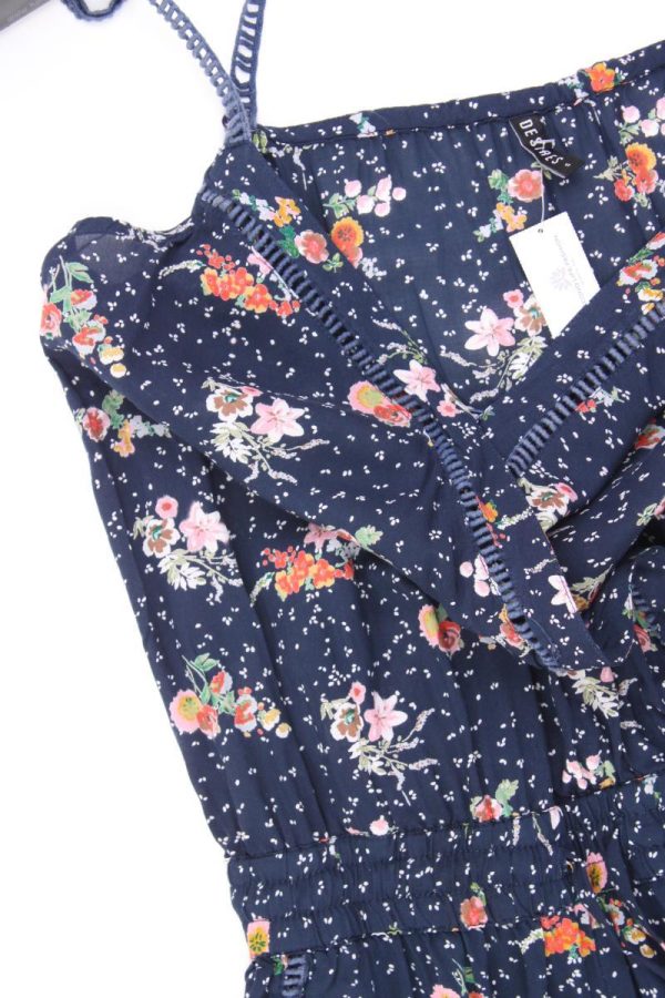 DESIRES Langer Jumpsuit Gr. S mit Blumenmuster blau aus Viskose Verkauf – Bild 2