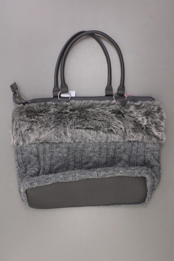 Tasche in Strickoptik und mit Kunstfell neuwertig grau Jetzt online – Bild 2