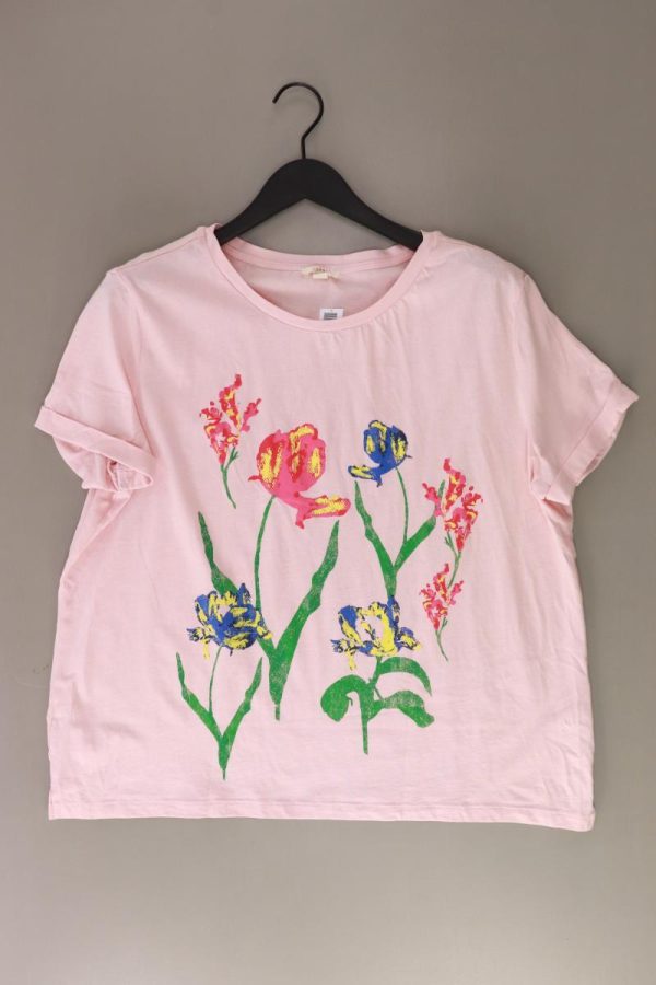 Esprit Printshirt Gr. XXL mit Blumenmuster Kurzarm rosa aus Baumwolle Online-Verkauf