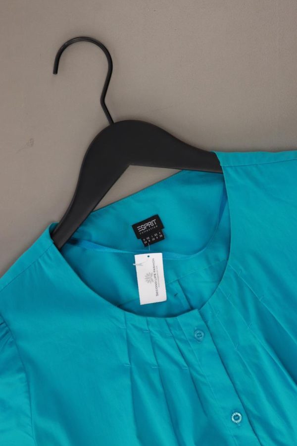 Esprit Collection Kurzarmbluse Gr. 34 blau aus Baumwolle Schn?ppchen – Bild 3