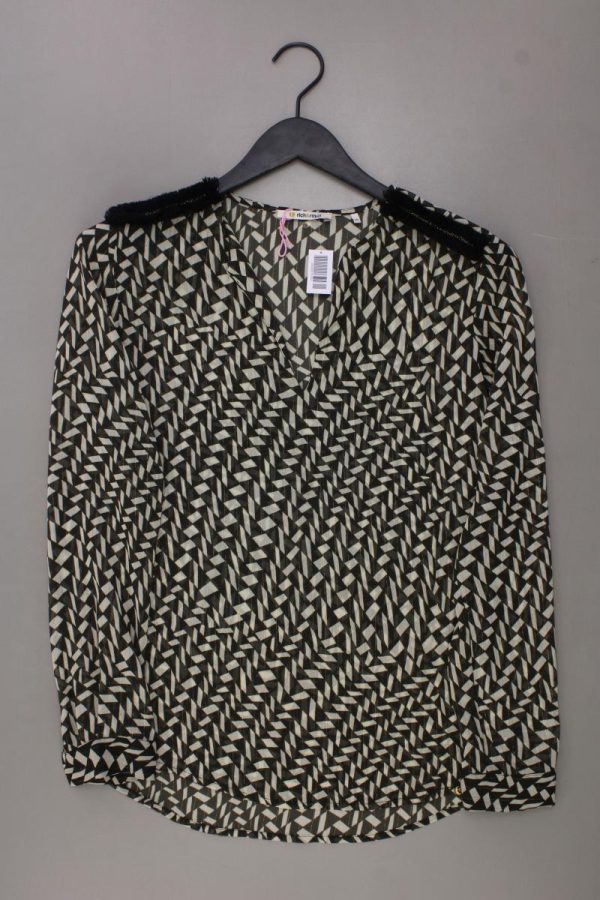 Rich&Royal Chiffonbluse Gr. 36 geometrisches Muster Langarm olivgrün Online-Verkauf