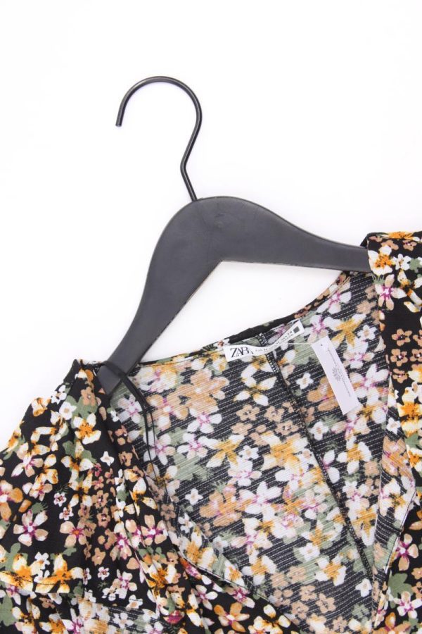 Zara Langarmkleid Gr. M mit Blumenmuster neuwertig mehrfarbig aus Polyester Jetzt online – Bild 2