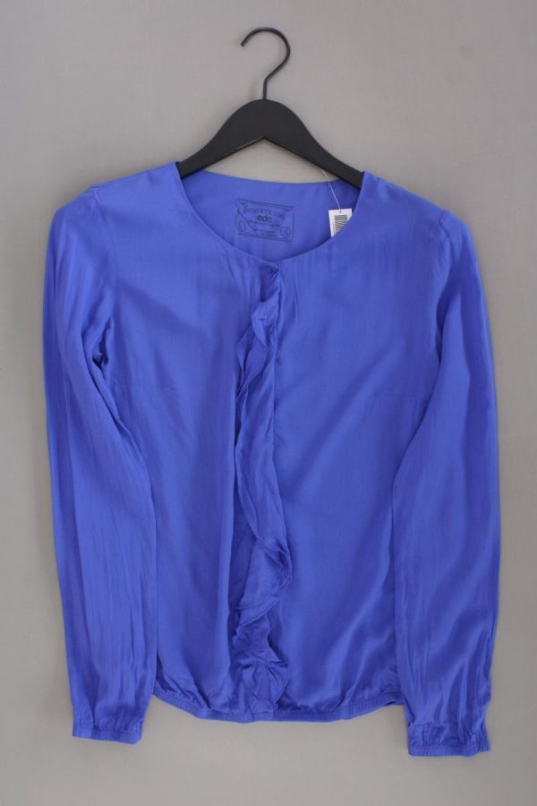 edc by Esprit Rüschenbluse Gr. S Langarm blau aus Viskose Verkauf
