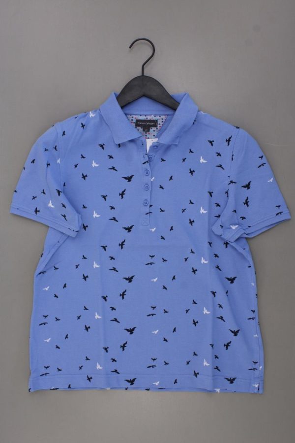 Franco Callegari Poloshirt mit Vogelmuster Gr. 40 Kurzarm blau aus Baumwolle Im Angebot