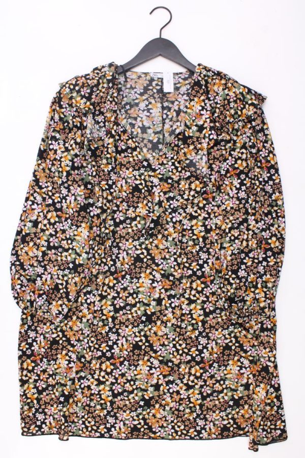 Zara Langarmkleid Gr. M mit Blumenmuster neuwertig mehrfarbig aus Polyester Jetzt online