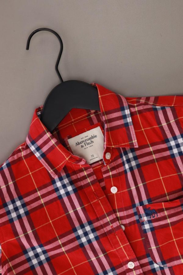 Abercrombie & Fitch Karobluse Gr. XS kariert Langarm rot aus Baumwolle Schn?ppchen – Bild 3