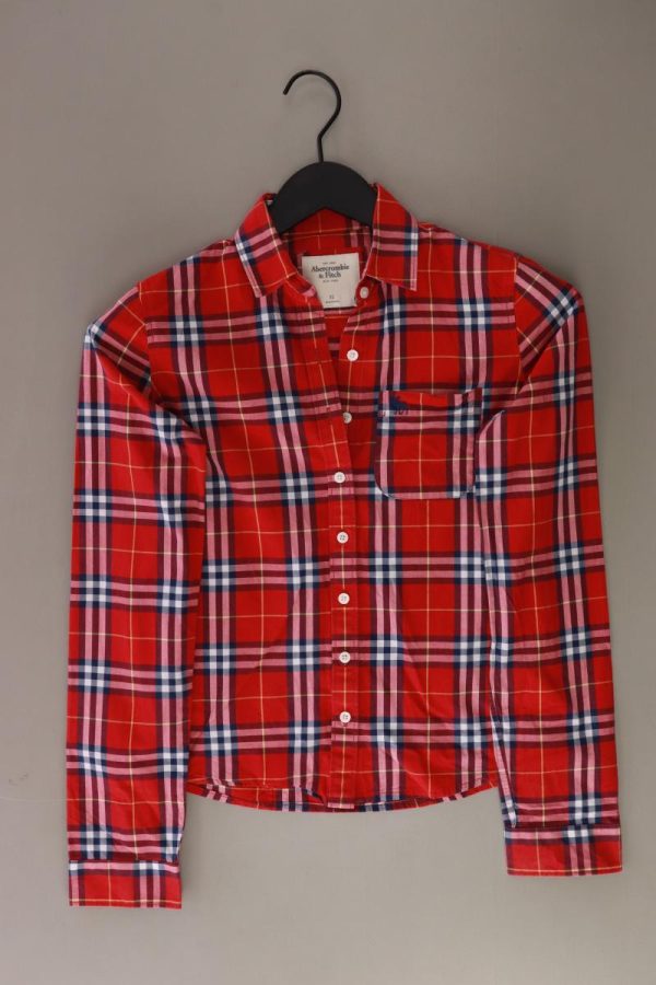 Abercrombie & Fitch Karobluse Gr. XS kariert Langarm rot aus Baumwolle Schn?ppchen