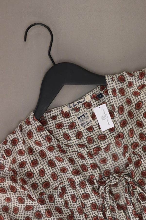 R95TH Schluppenbluse Gr. 38 mit Paisleymuster Langarm creme aus Polyester Verkauf – Bild 3