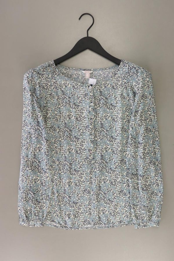 Esprit Langarmbluse Gr. 38 mit Blumenmuster blau aus Viskose Schn?ppchen