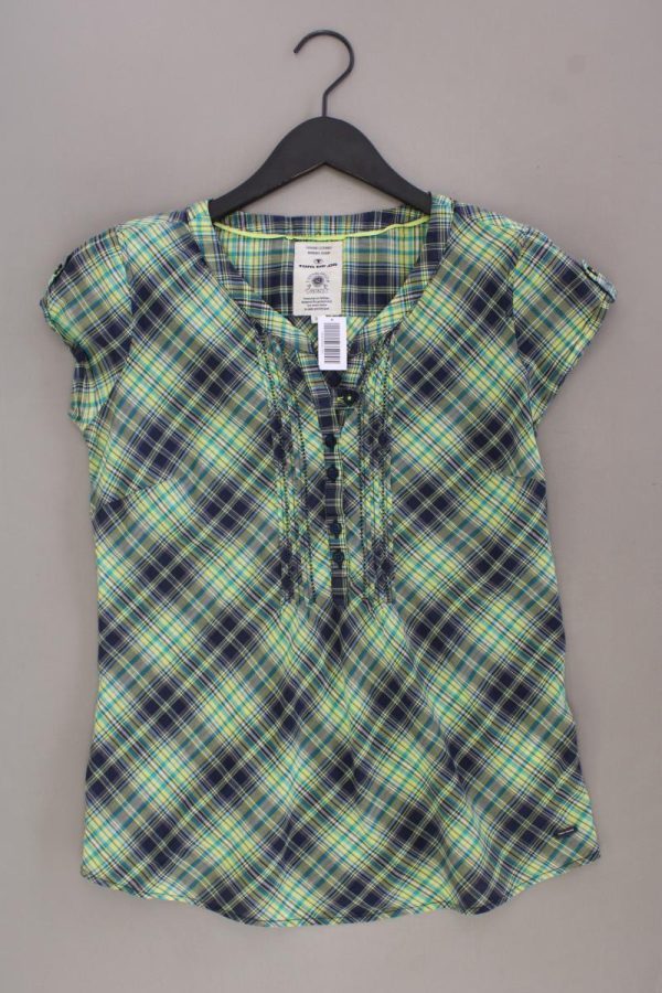 Tom Tailor Karobluse Gr. 36 kariert Kurzarm grün aus Baumwolle Mode