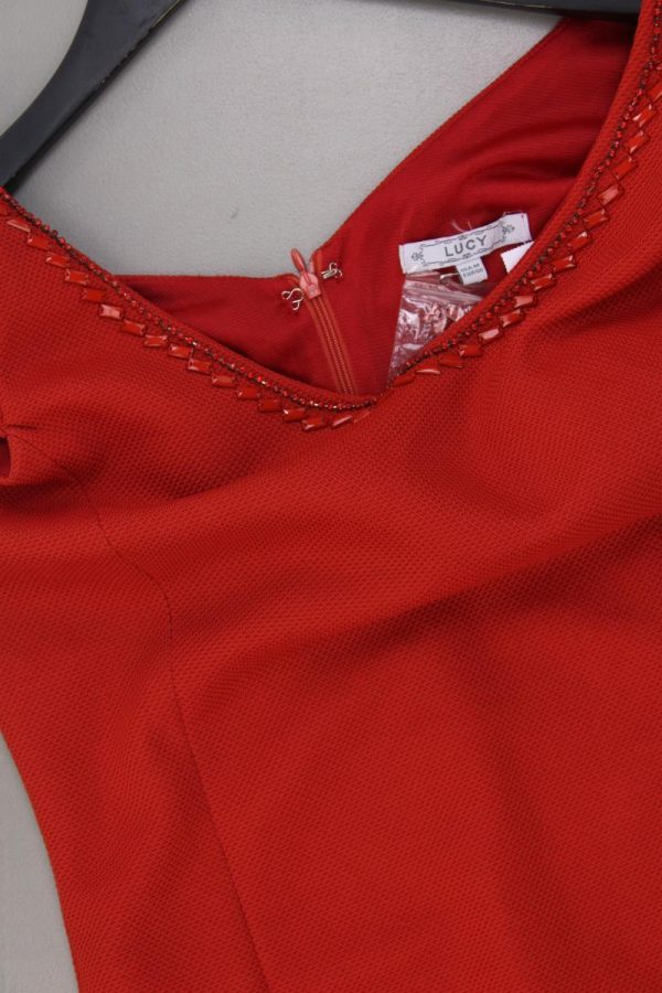 Lucy Etuikleid Gr. S neuwertig Kurzarm orange aus Polyester Online-Schn?ppchen – Bild 2