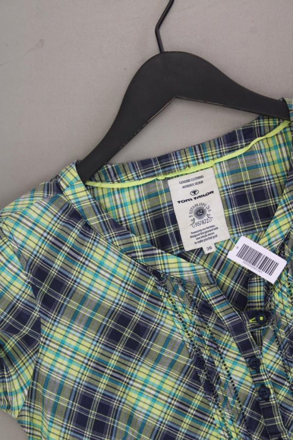 Tom Tailor Karobluse Gr. 36 kariert Kurzarm grün aus Baumwolle Mode – Bild 2