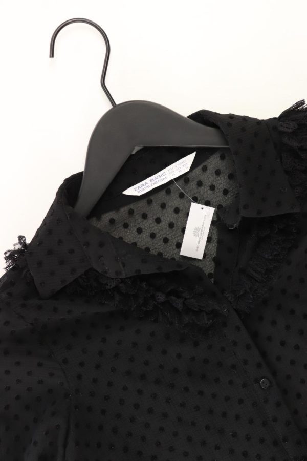 Zara Langarmbluse Gr. XS schwarz aus Polyester Schn?ppchen – Bild 3